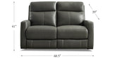 Vienna Leather Power Reclining Loveseat, Steel Gray