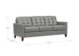 Aiden Leather Sofa Collection, Silver Gray