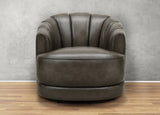 Providence Swivel Leather Chair, Ash Gray