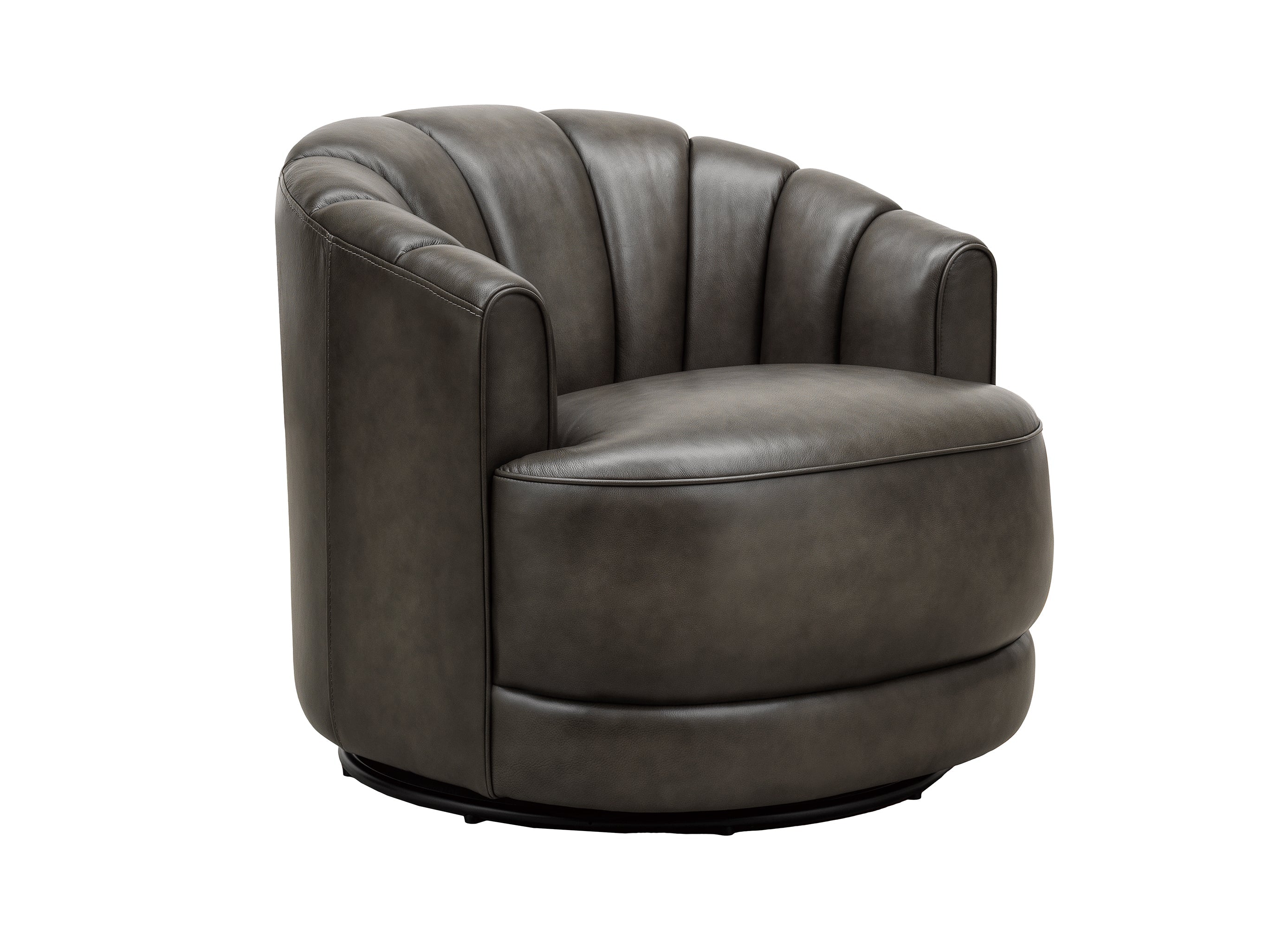 Providence Swivel Leather Chair, Ash Gray