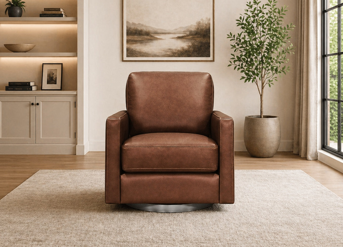 Ashby Swivel Leather Chair