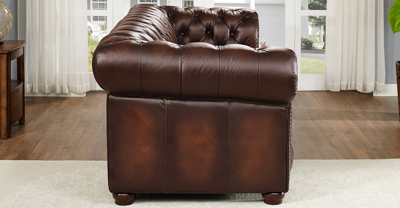 Albany Leather Sofa Collection, Caramel Brown