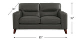 Elm Leather Loveseat, Steel Gray