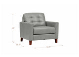 Aiden Leather Sofa Collection, Silver Gray