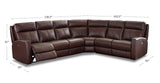 Vienna Zero Gravity Power Reclining Leather Sectional, Raisin Brown