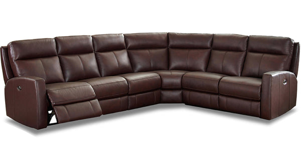 Vienna Zero Gravity Power Reclining Leather Sectional, Raisin Brown