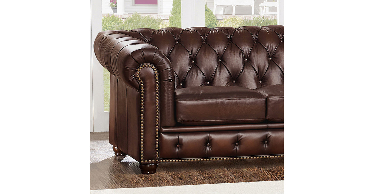 Albany Leather Sofa Collection, Caramel Brown