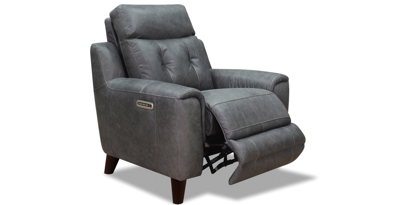 Torino Power Headrest, Lumbar, Zero Gravity Waxy Pull-up Leather Recliner, Slate Gray