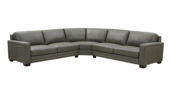 Alice Leather Sectional Collection, Fossil Gray