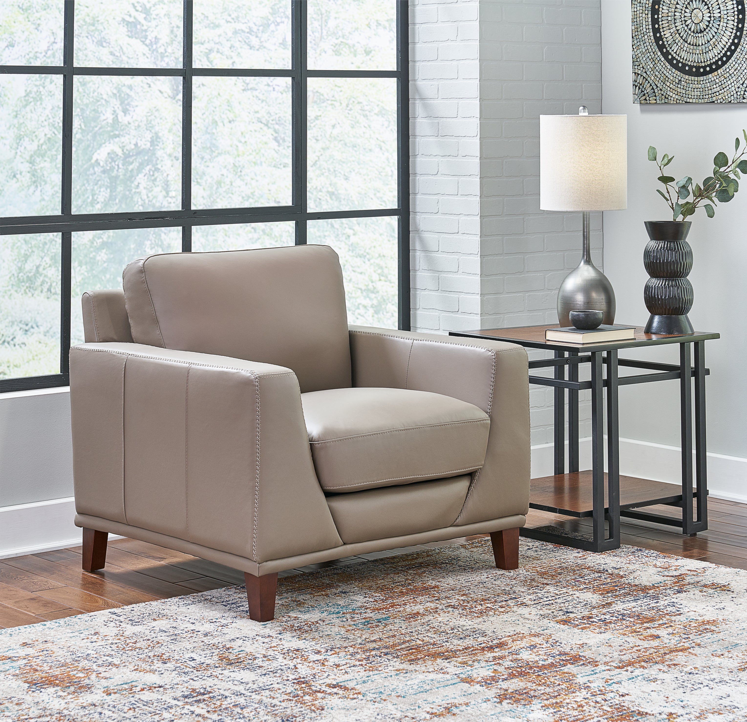 Soma Leather Sofa Collection, Taupe Brown